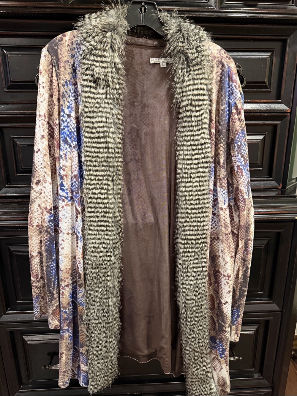 Alberto Makali Brown Jacket with Faux Fur Trim